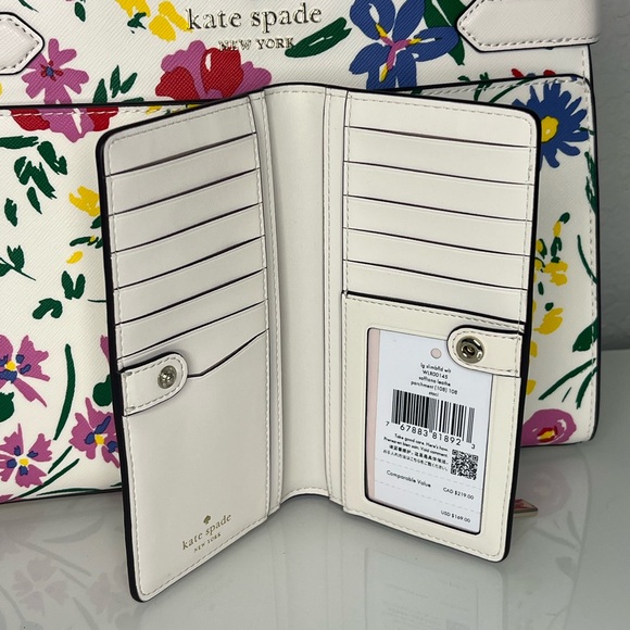 2 Pcs Kate Spade Medium Staci Satchel Garden Bouquet and Wallet NWT - Picture 3 of 12
